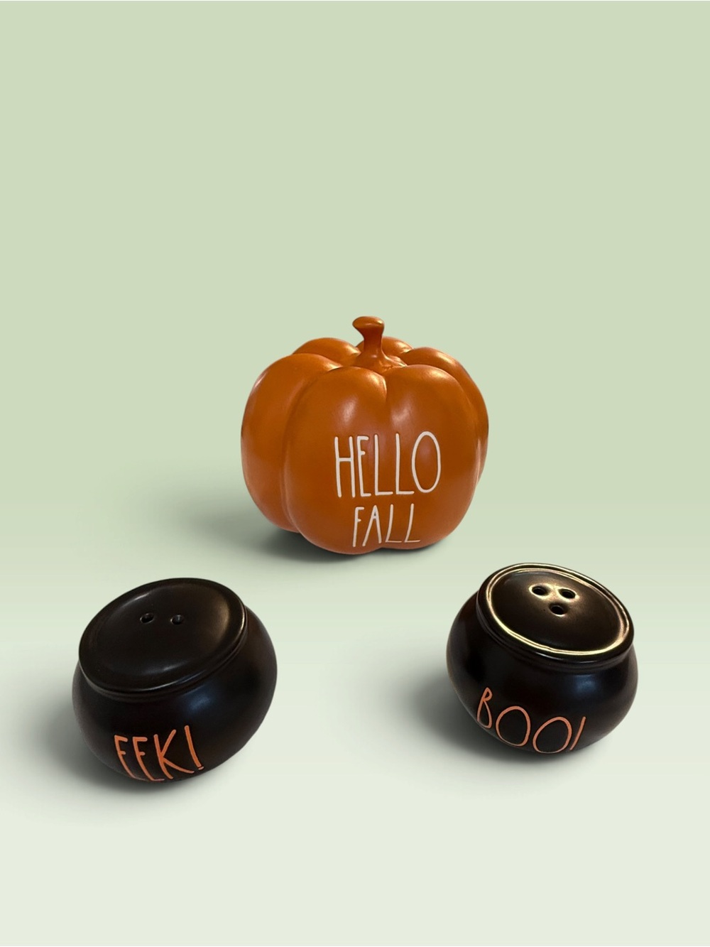 Hello Fall Pumpkin Salt & Pepper Shakers - Orange & Black